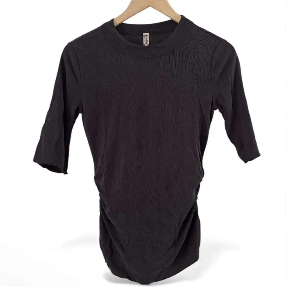 Free People Intimately Crew Neck Half Sleeve Ribbed Top NWT
